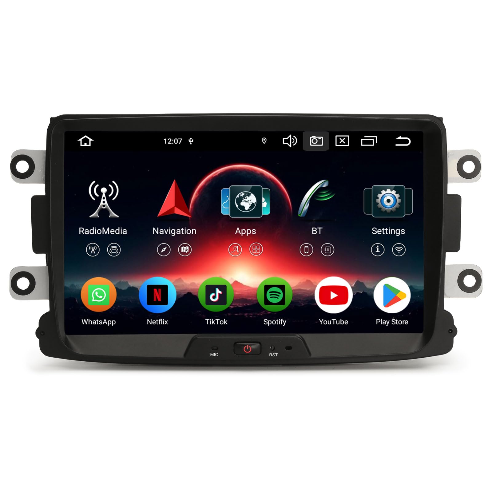 Erisin 8 Pulgadas 8 Núcleos 4GB+64GB Android 14 Radio Coche Bluetooth GPS Navegador para Renault Dacia Duster Logan Sandero Dokker Lodgy Soporta CarPlay Android Auto WiFi 4G DSP RDS USB Dab+ Canbus