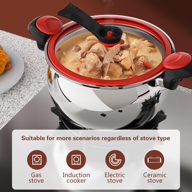 Miniatura 4 de Microollas a presión, olla a presión de cocción rápida, olla de acero inoxidable 304, olla antiadherente, multifunción, estufa de gas de inducción