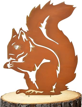 Rostiges Eichhörnchen Als Garten-Deko – 25 Cm, Metall, Als Baum- Oder Gartenstecker