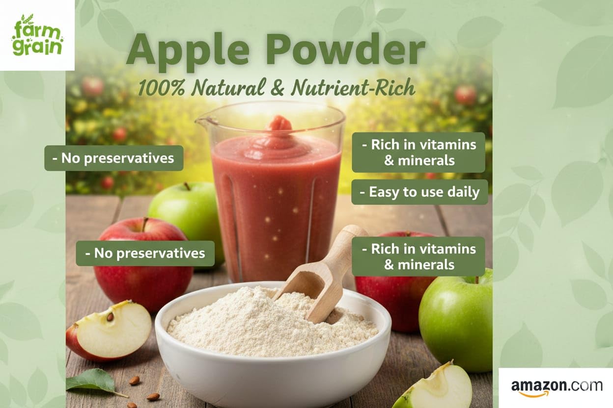 FARM GRAIN Apple Powder 250g | | No Added Sugar and Preservatives | Milkshakes | Dessert Recipes | Fruit Powder - Image 2 thumbnail