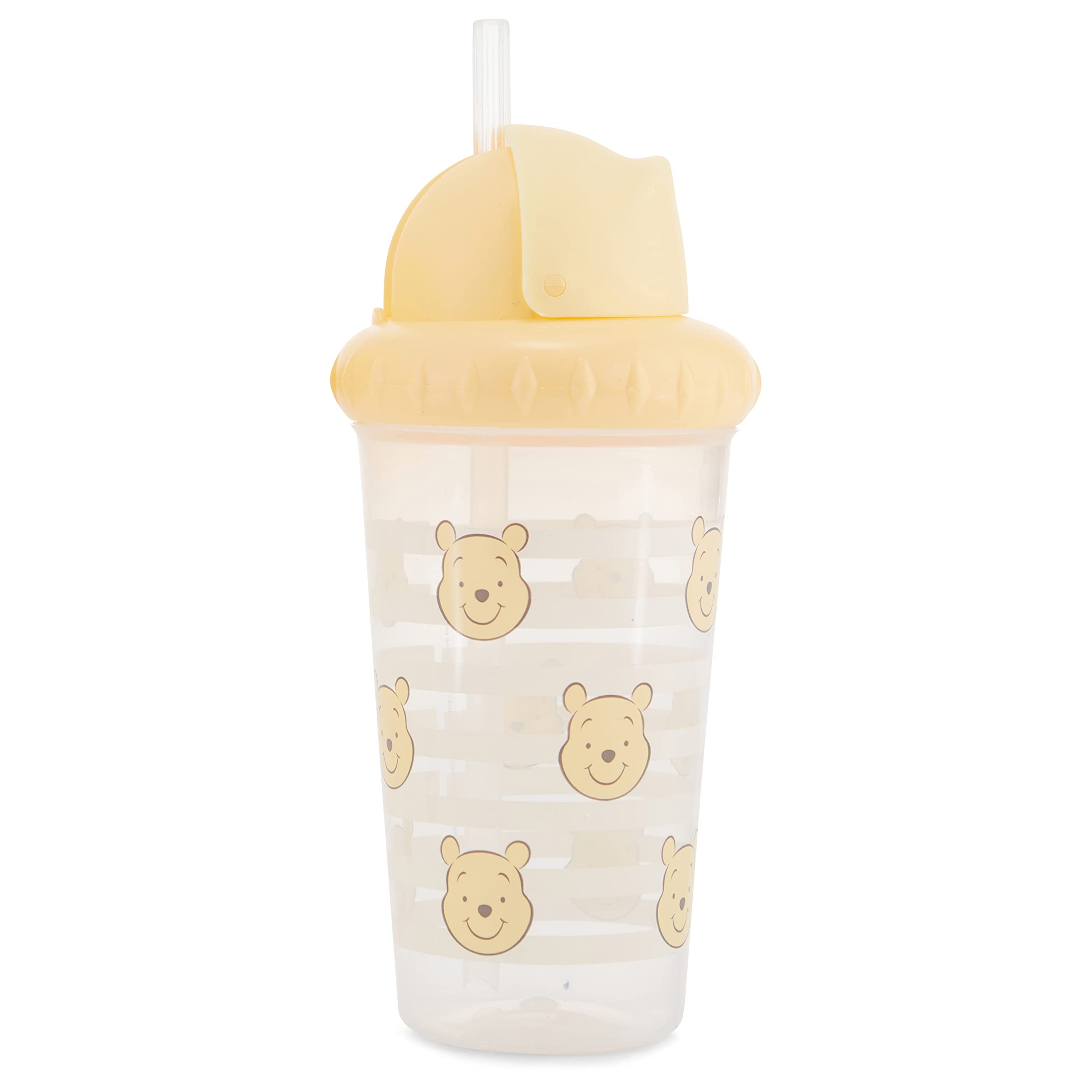 Disney Vasos para niños y niñas | Paquete de dos vasos para beber de 10 onzas con popote y tapa | Botella de agua de viaje duradera a prueba de fugas azul para niños pequeños