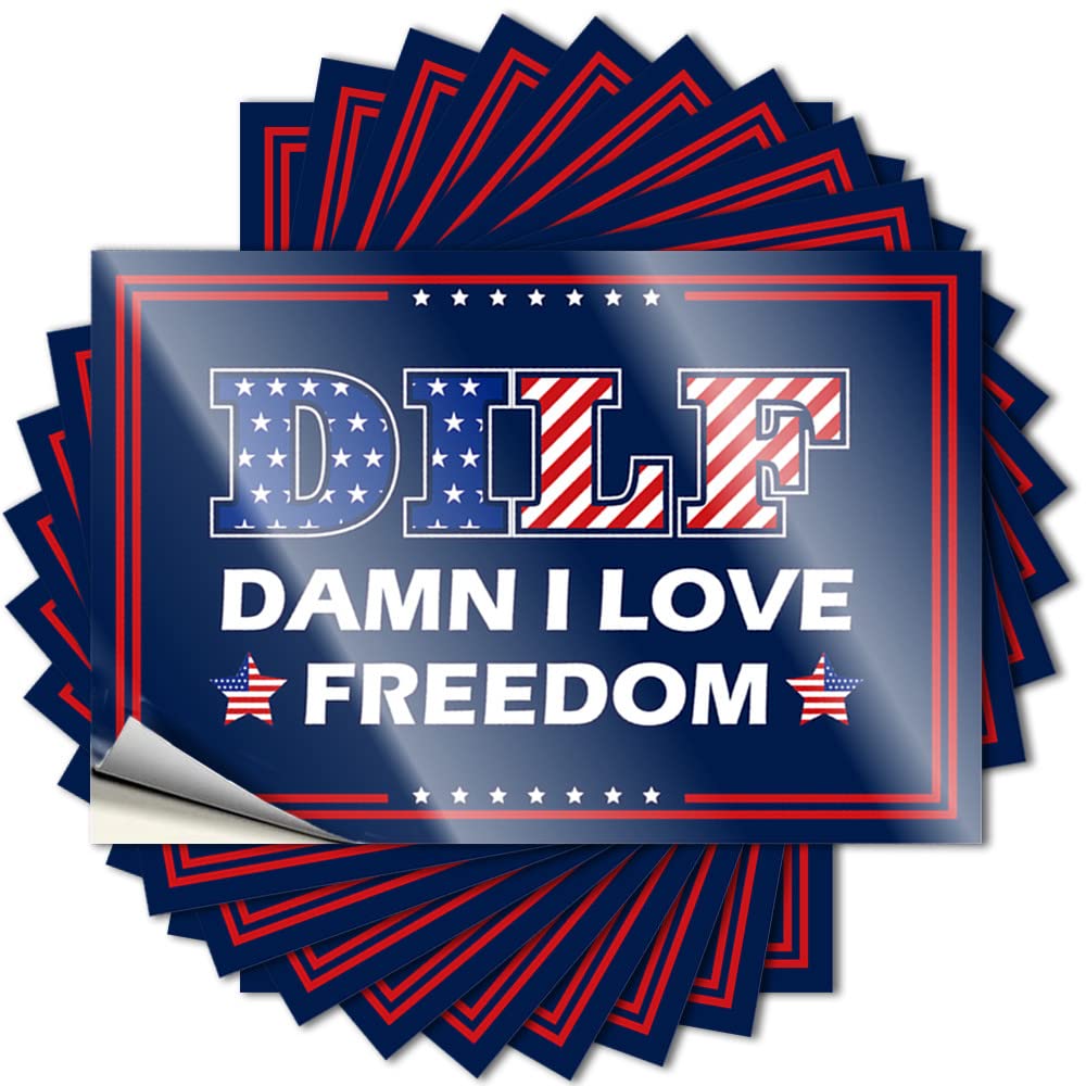 Damn I Love Freedom DILF Crazy Stuff for Room - Decal Hard Removable Vinyl Decal(6X9CM)