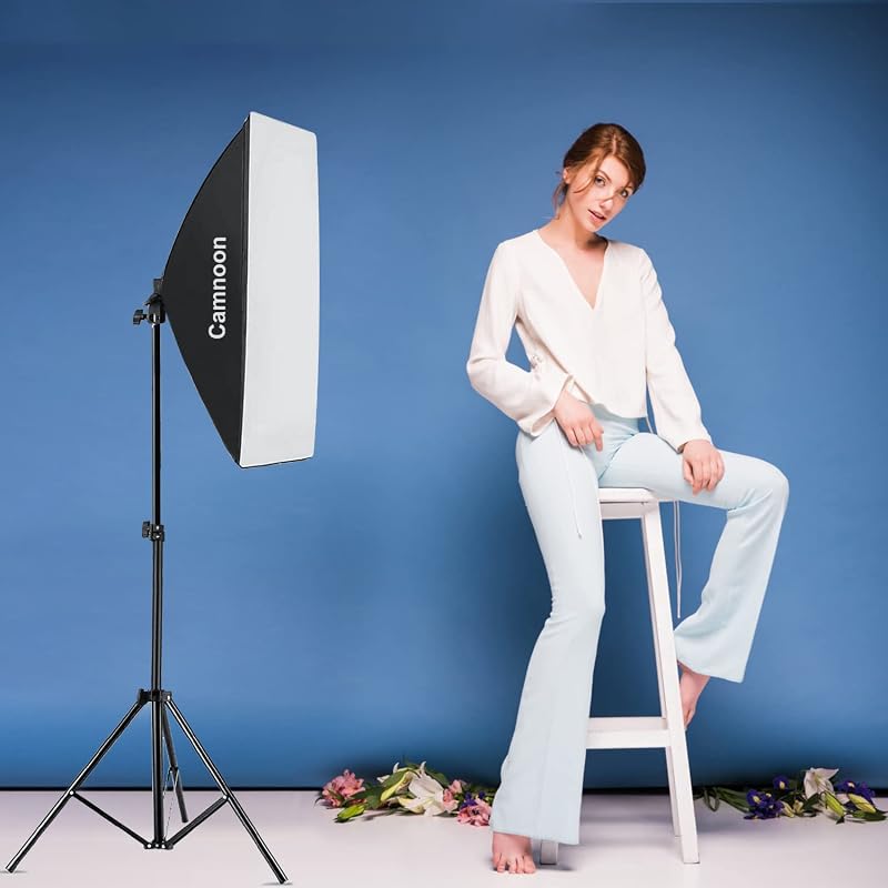 Camnoon Softbox Szett 85W LED Stúdió Világítás 3000-6000K Színhőmérséklet 50x70cm Távvezérlő Állvány Táska Fotózás