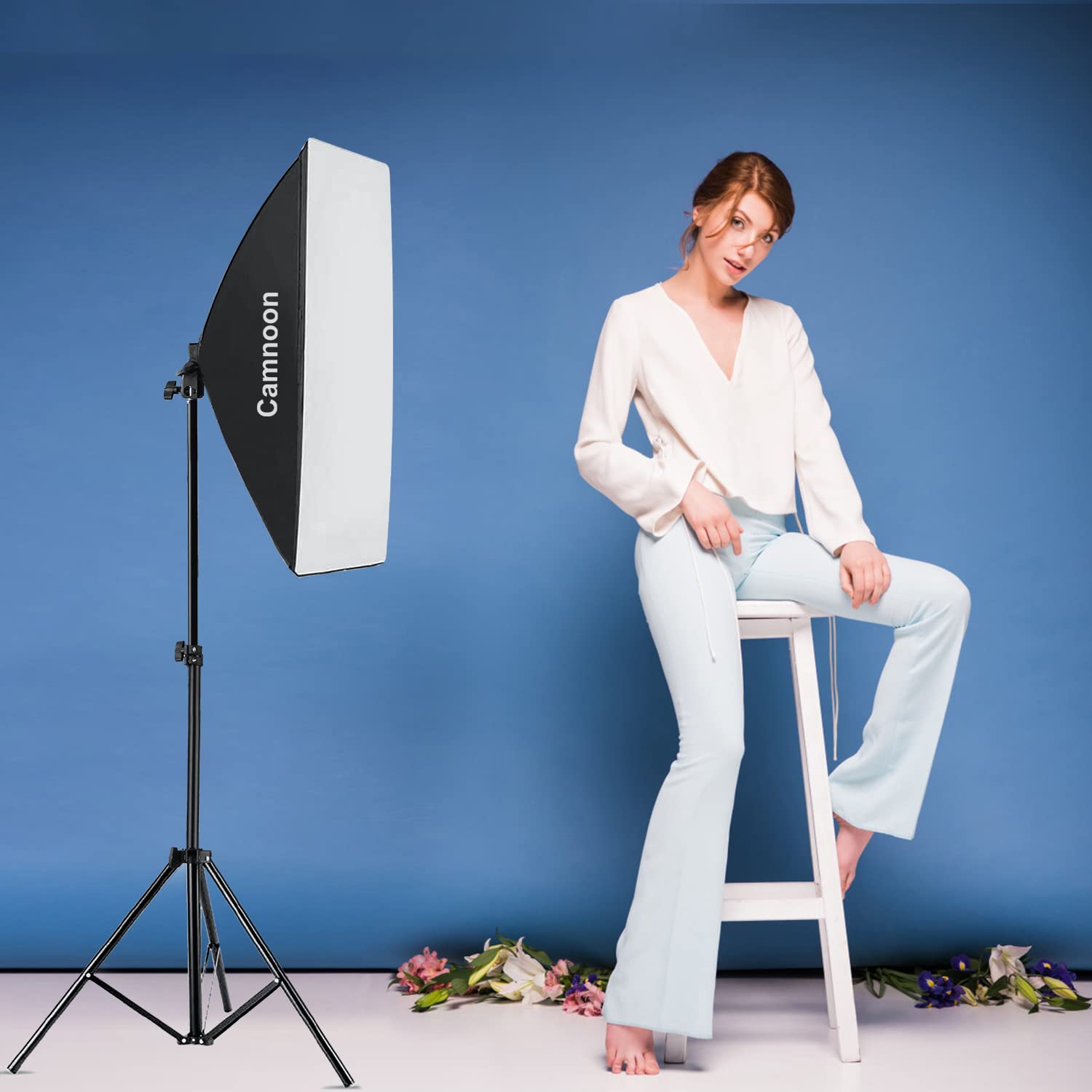 Softbox Set, Camnoon Kit Iluminacion Fotografia Estudio con 85W 2800K-5700K Bi-Color de Temperatura de Luz LED, 50x70cm Softbox, 2M Light Stand, Bolsa de Transporte, para Video/Transmisión Vivo