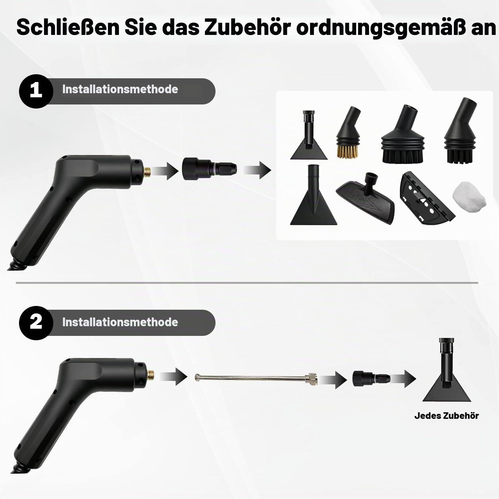 Dampfreiniger Hochdruck 2500W, mit 1600ml Wassertank, Tragbarer Dampfreiniger, Dampfreinigunger für Auto, Fenster, Küche & Haushalt (ohne akku)