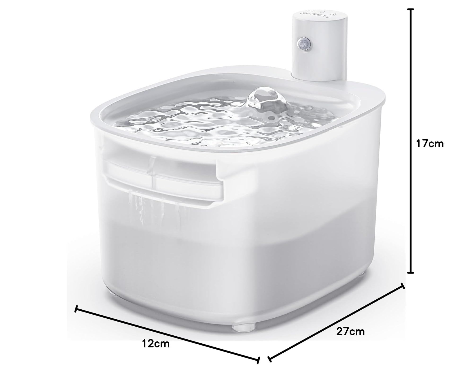 Fontanella per Gatti Senza Fili - Batteria con Sensore di Movimento -2.6L Fontana Automatico D'acqua Cani con Pila 3000mAh Ricaricabile Distributore Silenzioso Abbeveratoio - Dispenser Acqua Animali