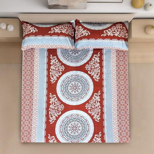Image of Signature Reversible Super Soft Double Bed Comforter /Quilt Set 350GSM 88x90 inches, and Fitted Elastic Bed Sheet with Pillow Covers (The Positive Circle, Fitted Bedsheet with Pillow Covers Only)