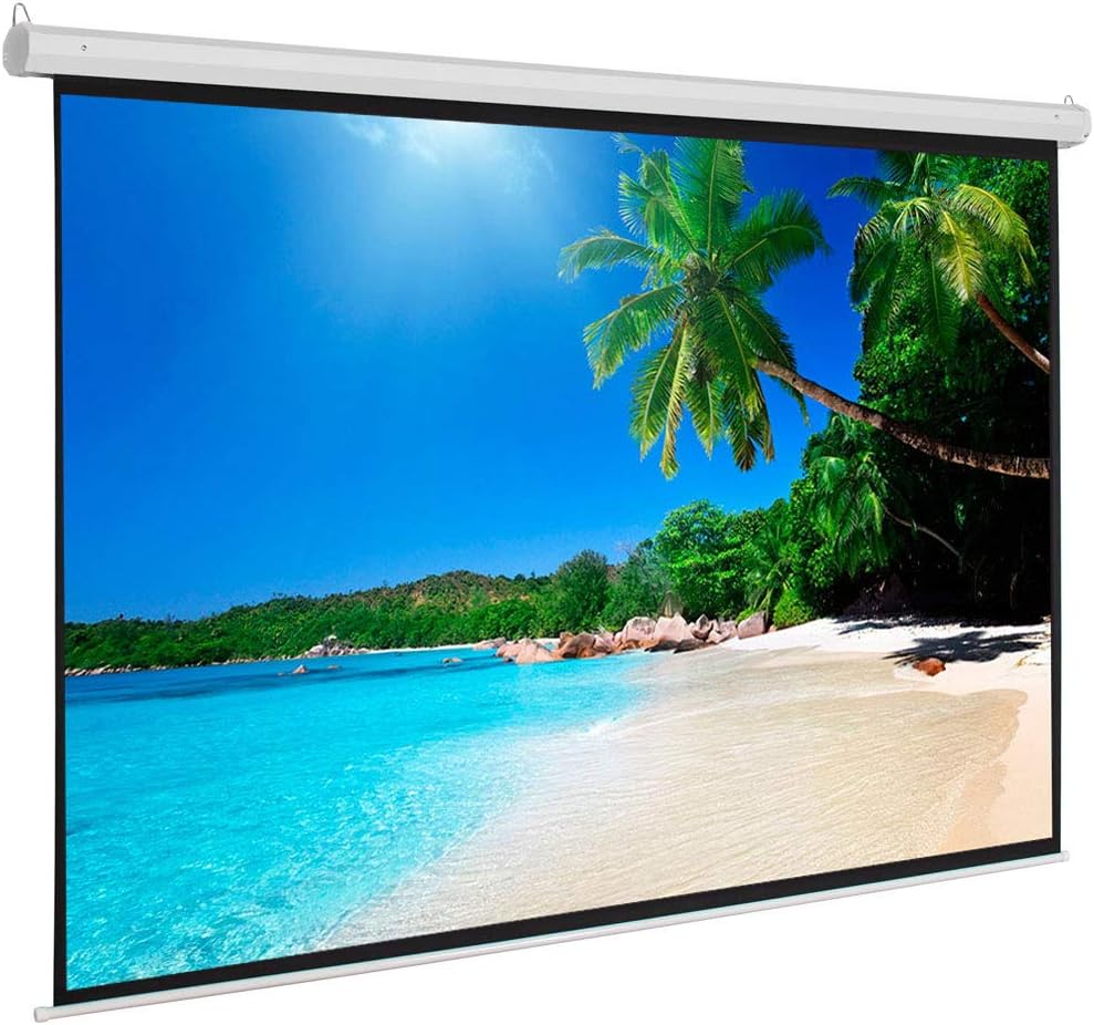 Projector Screen Pull Down 100 Inch 4:3 Manual Portable Movie Screen Matte White