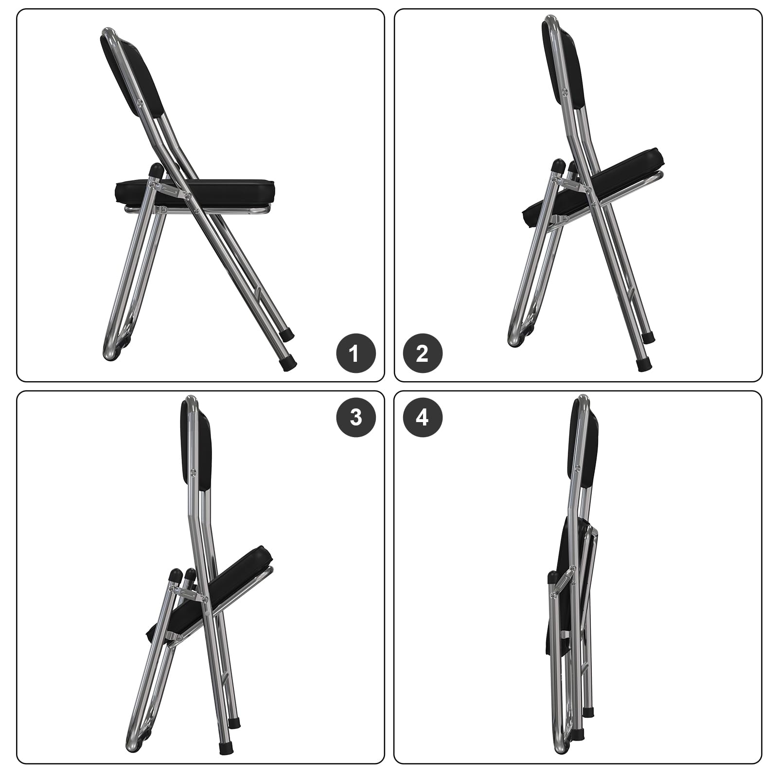 6pcs Sedia Pieghevole Comoda Sedia Visitatore Sedia Pieghevole Imbottita in Pelle Sedia da pranzo pieghevole Sedie pieghevoli per cucina, interno, esterno, sala conferenze viola profondo