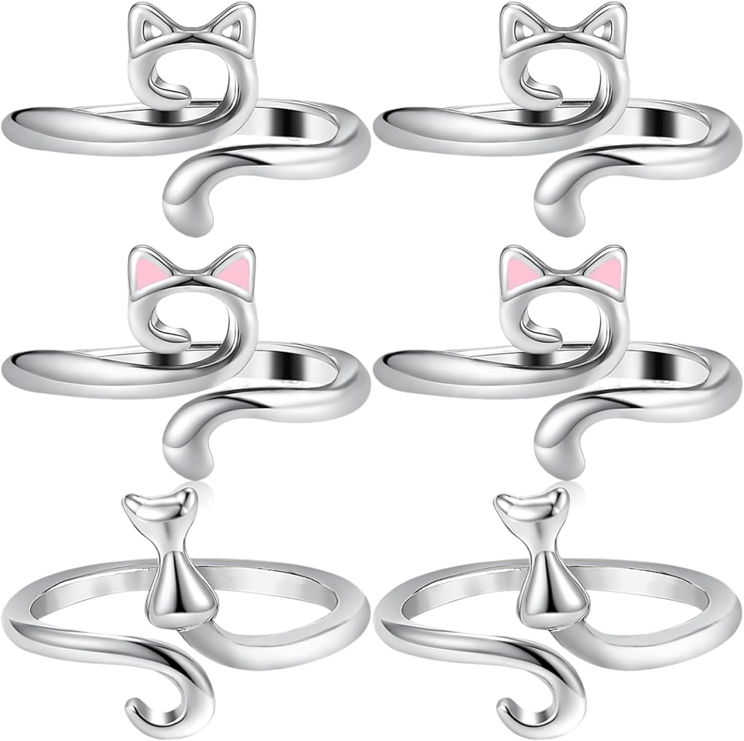 NUDFSY 6Pcs Crochet Ring, Crochet Ring For Finger Creative Cat Wire Wrapped Knitting Crochet Tool Yarn Tension Crochet Accessories For Diy Knitting & Crocheting