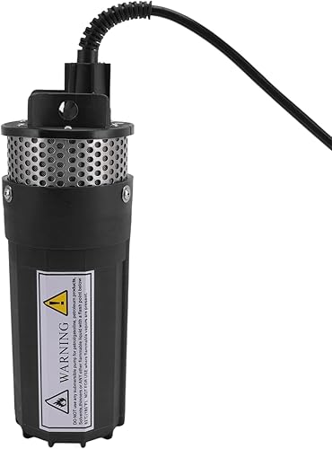 Bomba de agua de energía solar de 12 V CC, flujo de 1.72 GPM6.5 LPM bomba sumergible de pozo profundo de 229.7ft de elevación, funcionamiento seco,