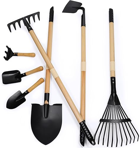 Miniatura 7 de Set de herramientas de jardinería para niños, 8 piezas, carretilla con herramientas de playa y jardín, pala, rastrillo, juguetes al aire libre para