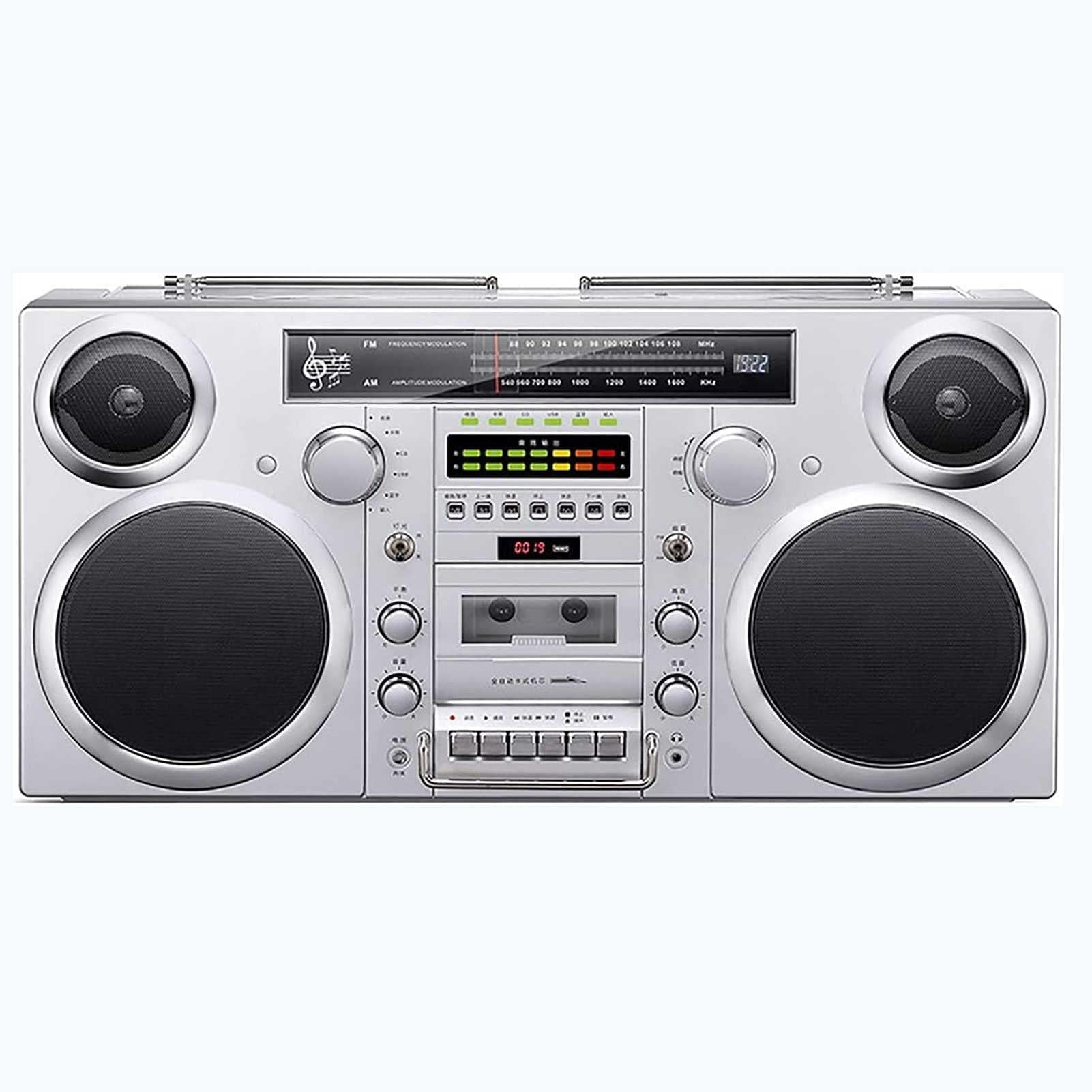 ZYJIX Bluetooth CD Player Retro Cassette Boombox With AM/FM Radio, SD Slots, Aux In, USB/SD Conversion, Headphone Jack(Color:black)