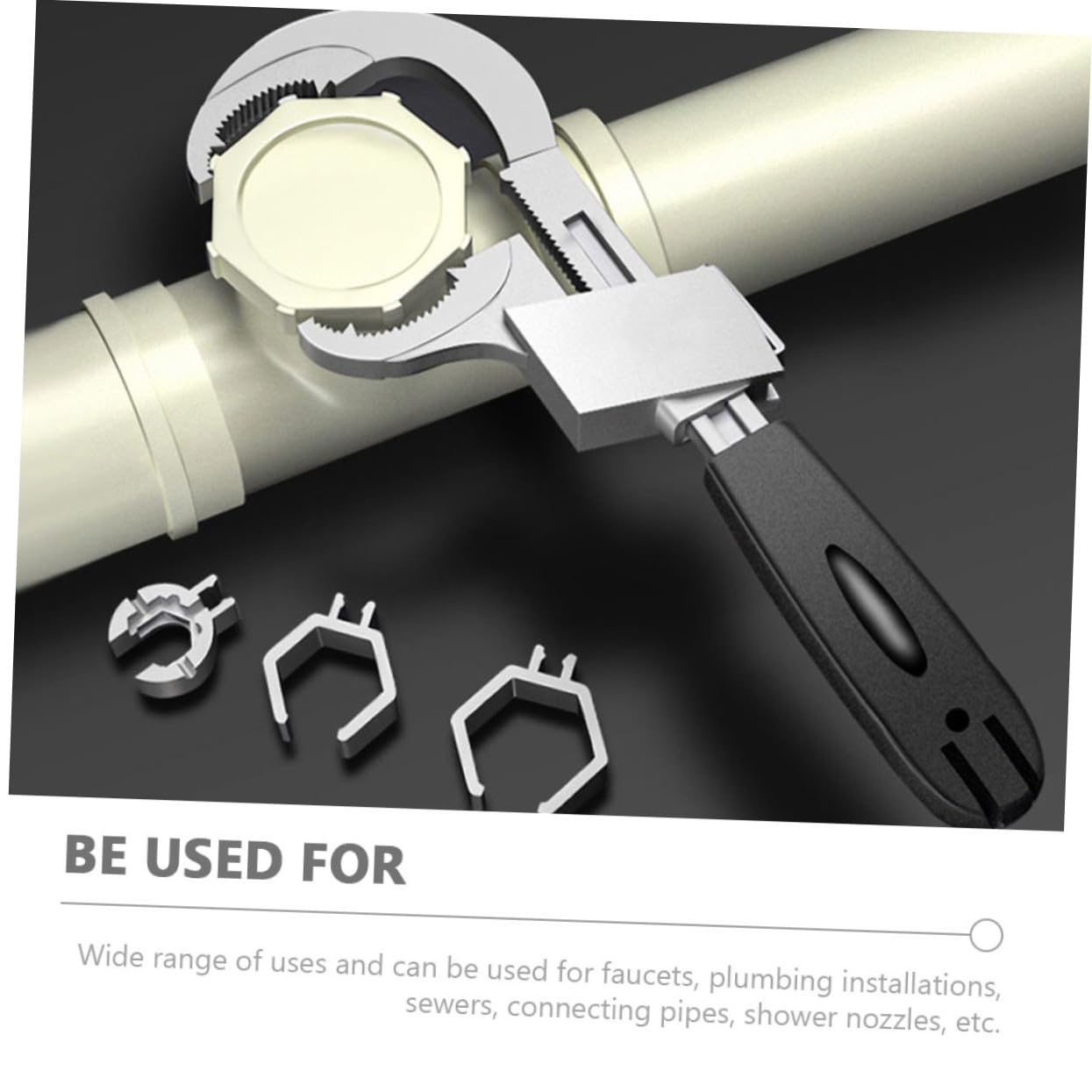 Llave Inglesa Ajustable de Doble con Dientes Redondeados para Fontanería Herramienta Multifuncional para Lavabo y Cocina con Accesorios para Estrechos Mango Portátil