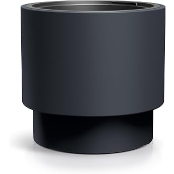 Spetebo XL Round Plastic Planter with Saucer 47 x 44 cm Anthracite Design flower pot with plant insert plant bowl flower bowl garden flowers plant planter