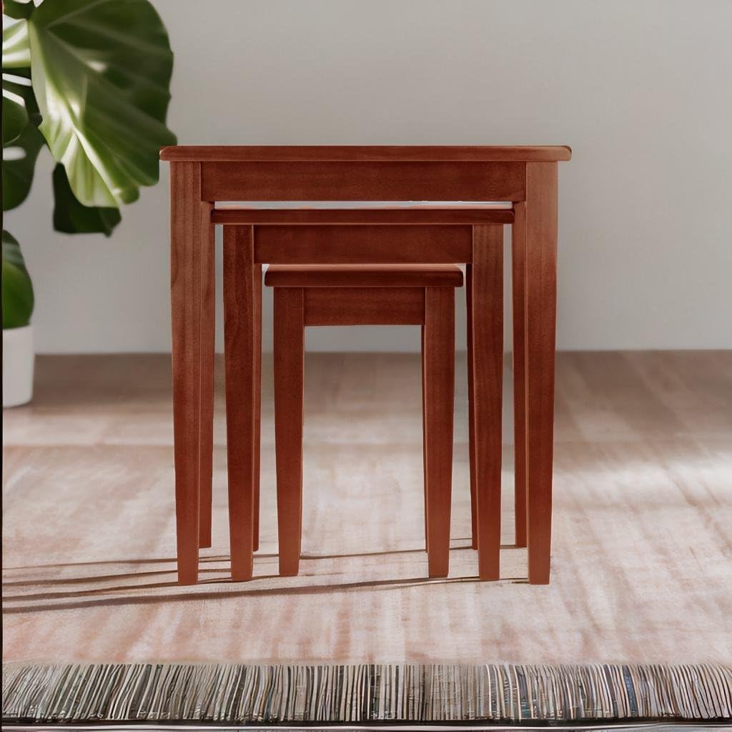 Ergode Beechwood Stackable Nesting Tables - Set of 3 Sizes, Contemporary Design, Space-efficient & Practical Furniture