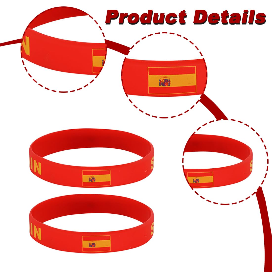 6 Pièces Spanische Flag Silicone Wristbands Wrist Bands, Bracelet Robuste Et Durable Orné Du Drapeau Spanische, Pour Bracelet De Sport Coupe Du Monde, Souvenirs De Football Athletics (C)