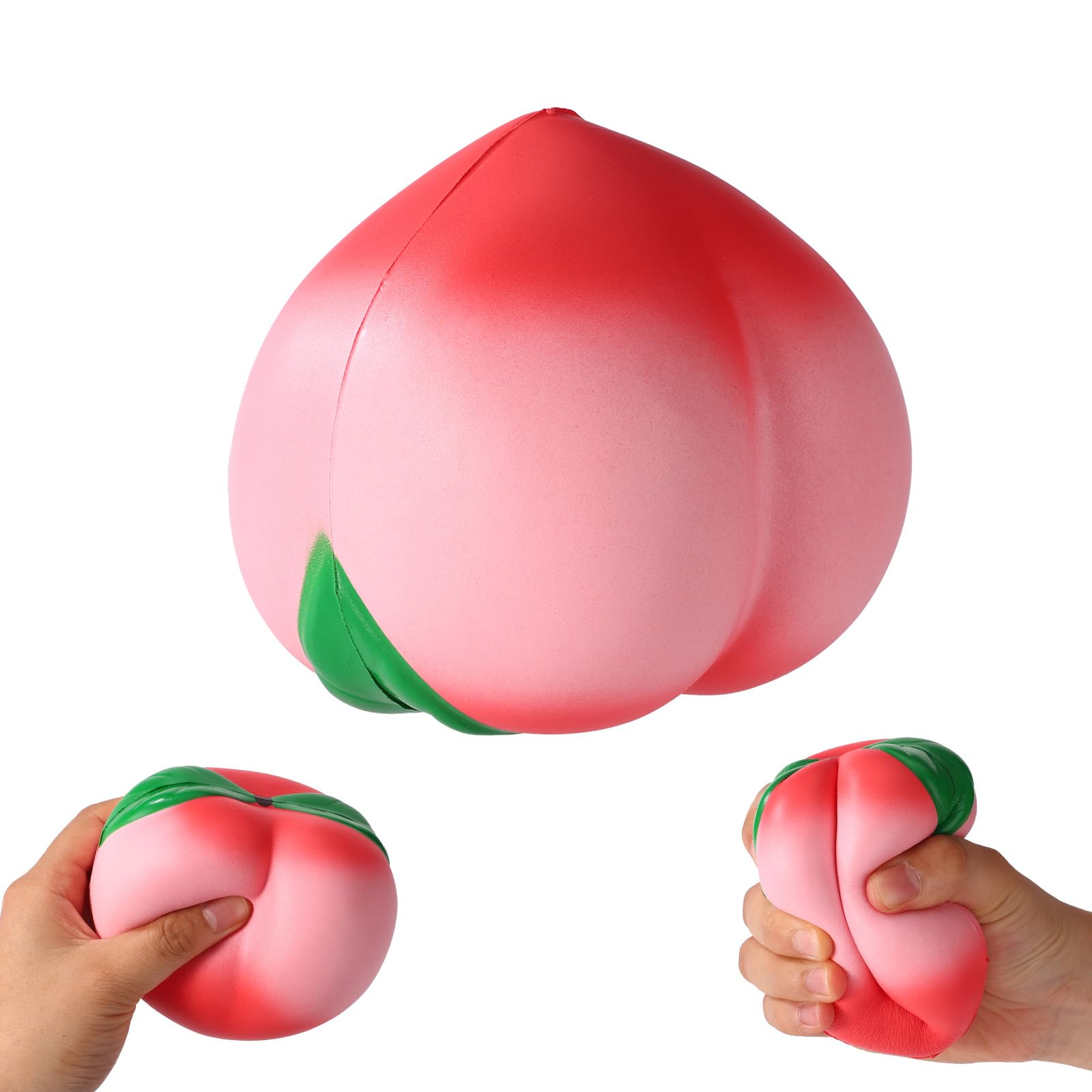 Large Peach Squishy Toy, 10x9cm/3.94x3.54in Realistic Peach Shape Squeeze Ball Soft Fruit Slow Rising Squishy Fidget Gadget for Adults