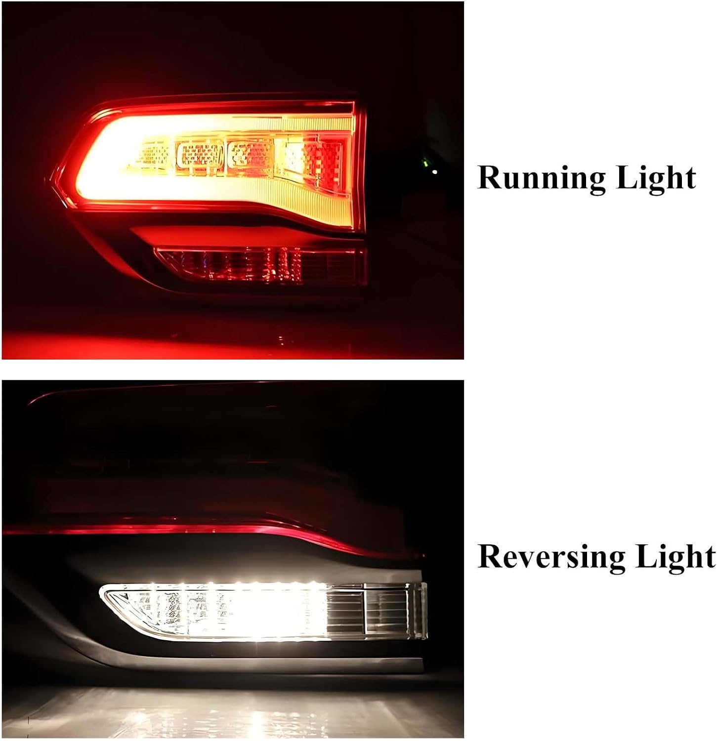 Right Passenger Side Inner Tail Lights Assembly Compatible with 2014-2021 Jeep Grand Cherokee Rear Brake Lamp Taillights, Replace OE#68110046AB