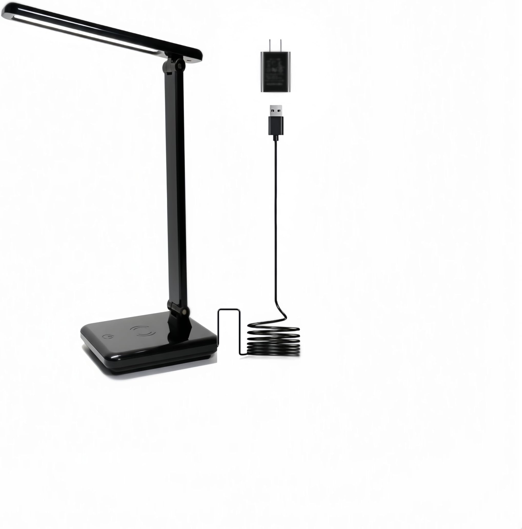 - LED Desk Lamp, Reading Light for Home Office, Small Study Table Lamp, 5000K, Black, lithium battery 2000MAH,work Desk light，Emergency lighting for 2-5 hours in case of power failure，Stepless dimming，