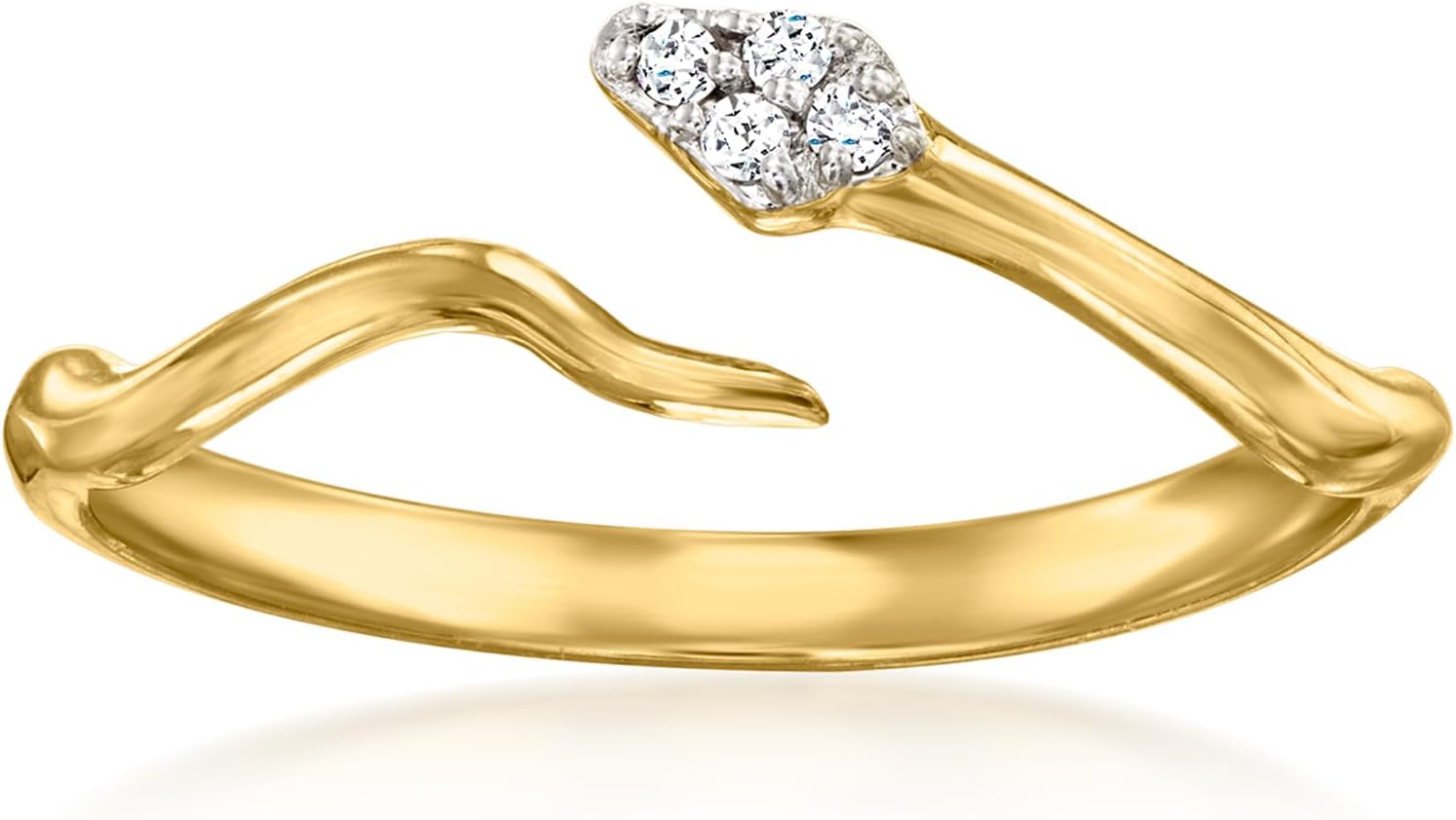 Pure Collection by Ross-Simons Lab-Grown Diamond Snake Bypass Ring in 18kt Gold Over Sterling