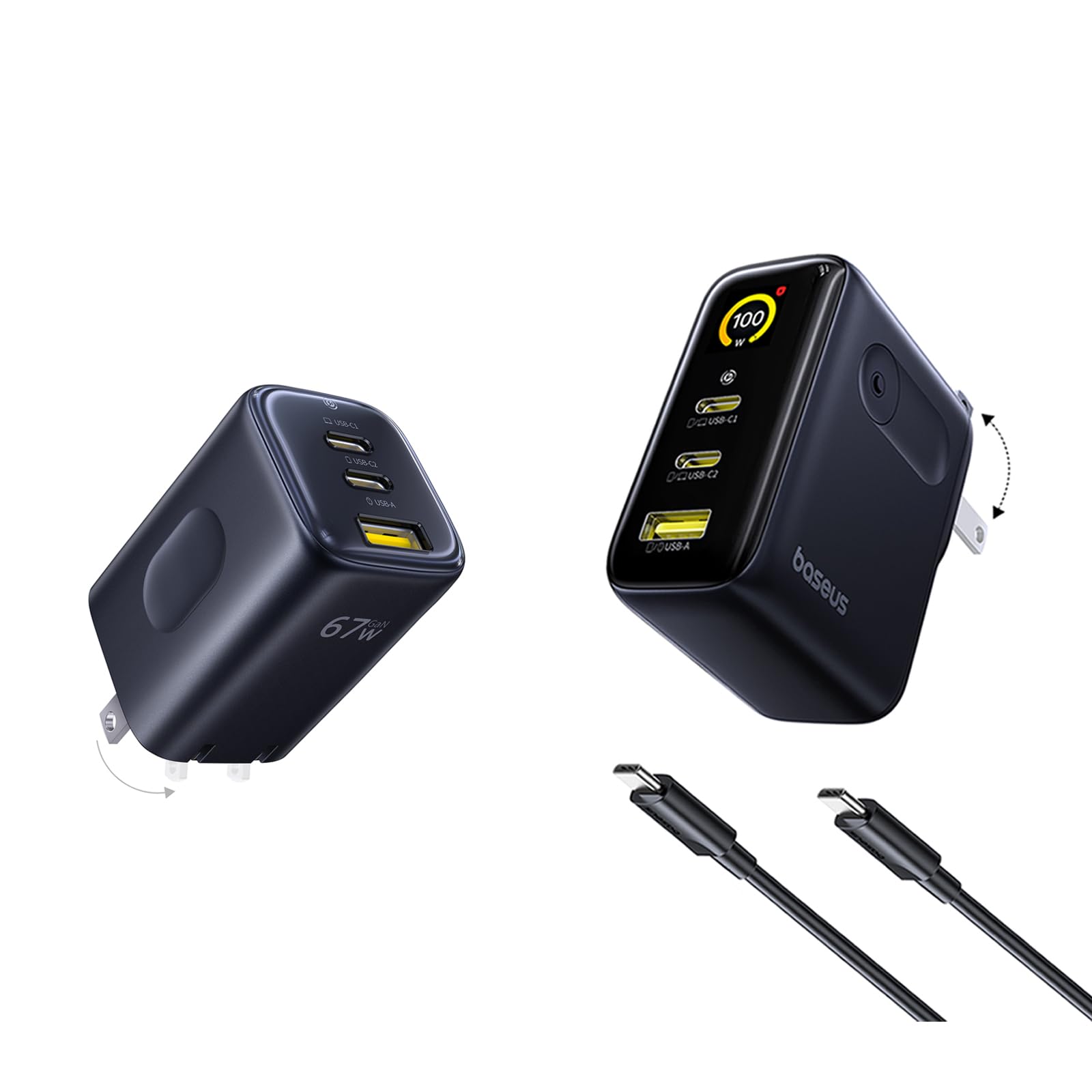 Baseus Picogo 67W USB C Charger and Baseus Picogo 100W USB C Charger with Display