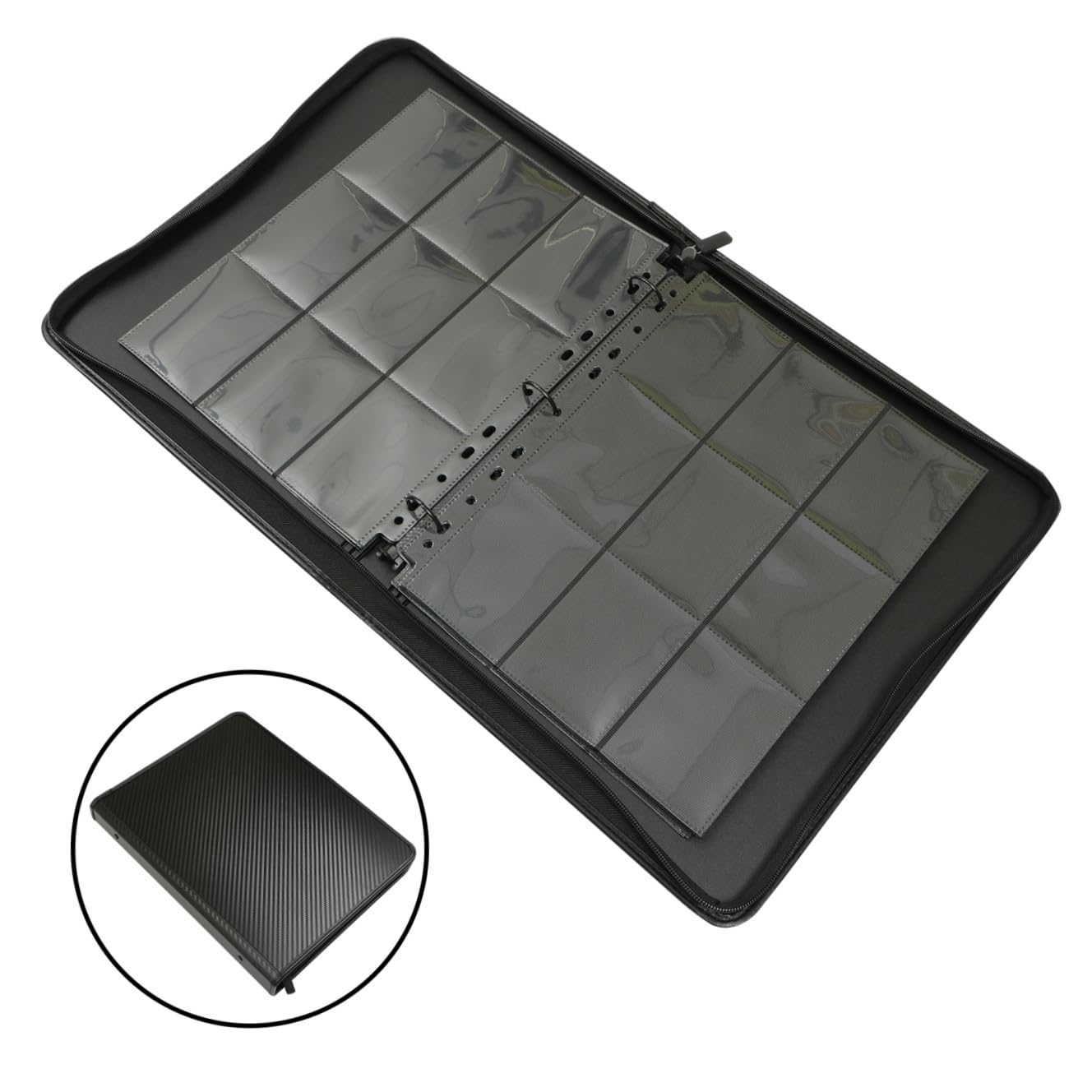 Álbum de Cartas Coleccionables de 9 Bolsillos con 360 Fundas Negro