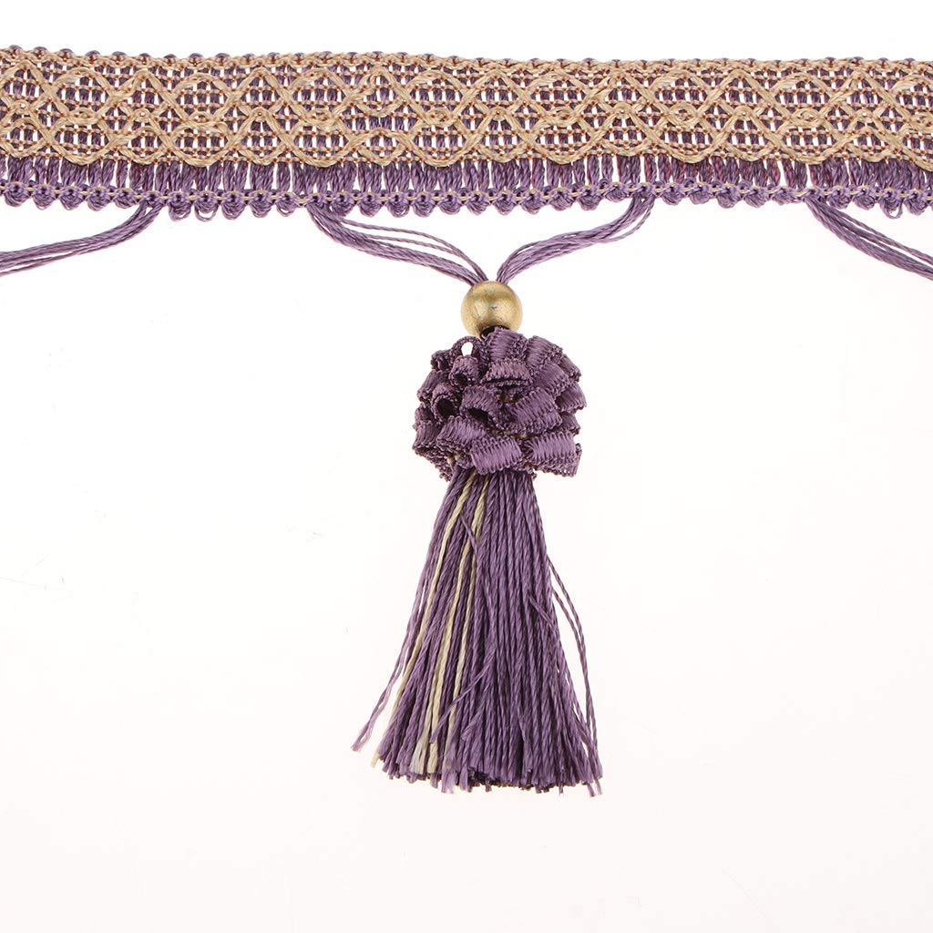 Frange à franges vintage pour rideaux, coussins, vêtements (violet foncé)