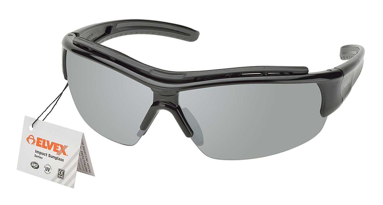 Elvex Delta Plus - WELRSG300 RSG300 Impact Sunglasses, unisex, Black Frame/Silver Mirror Lens