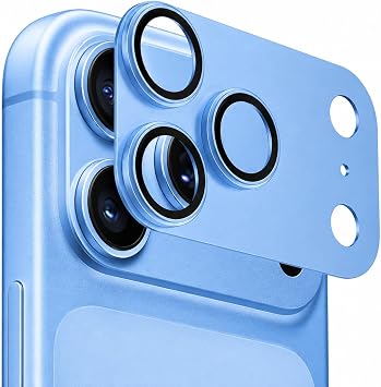 iPhone 18 Pro Max ile Uyumlu Titanyum Kaplama Tam Kaplayan Kamera Lens Koruyucu - A k Mavi