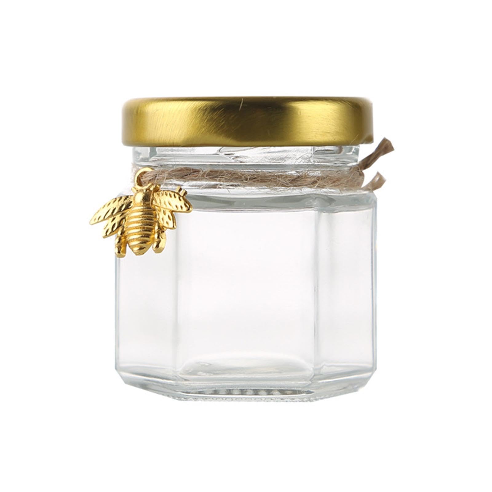MERISHOPP™ Glass Honey Jar with Wooden Dripper and Lid for Wedding Birthday Baby Shower 50Pcs 2