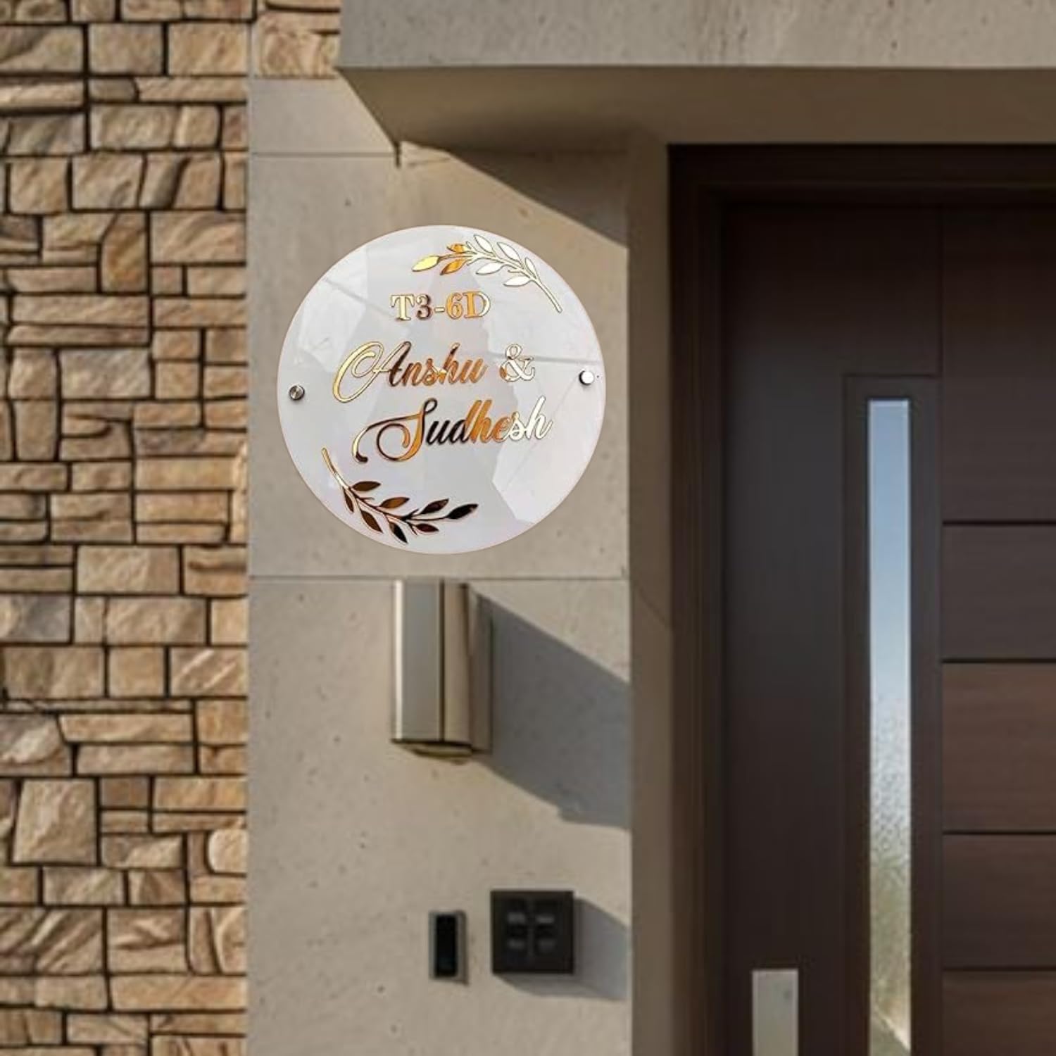 Wood Customized Home Entrance Wall Décor Hanging Signage Name Plate For Home, Flat Door Decoration, Office, Hotel, Shop Décor(DN-11) - (Pack Of - 1), White — Amazon image 4