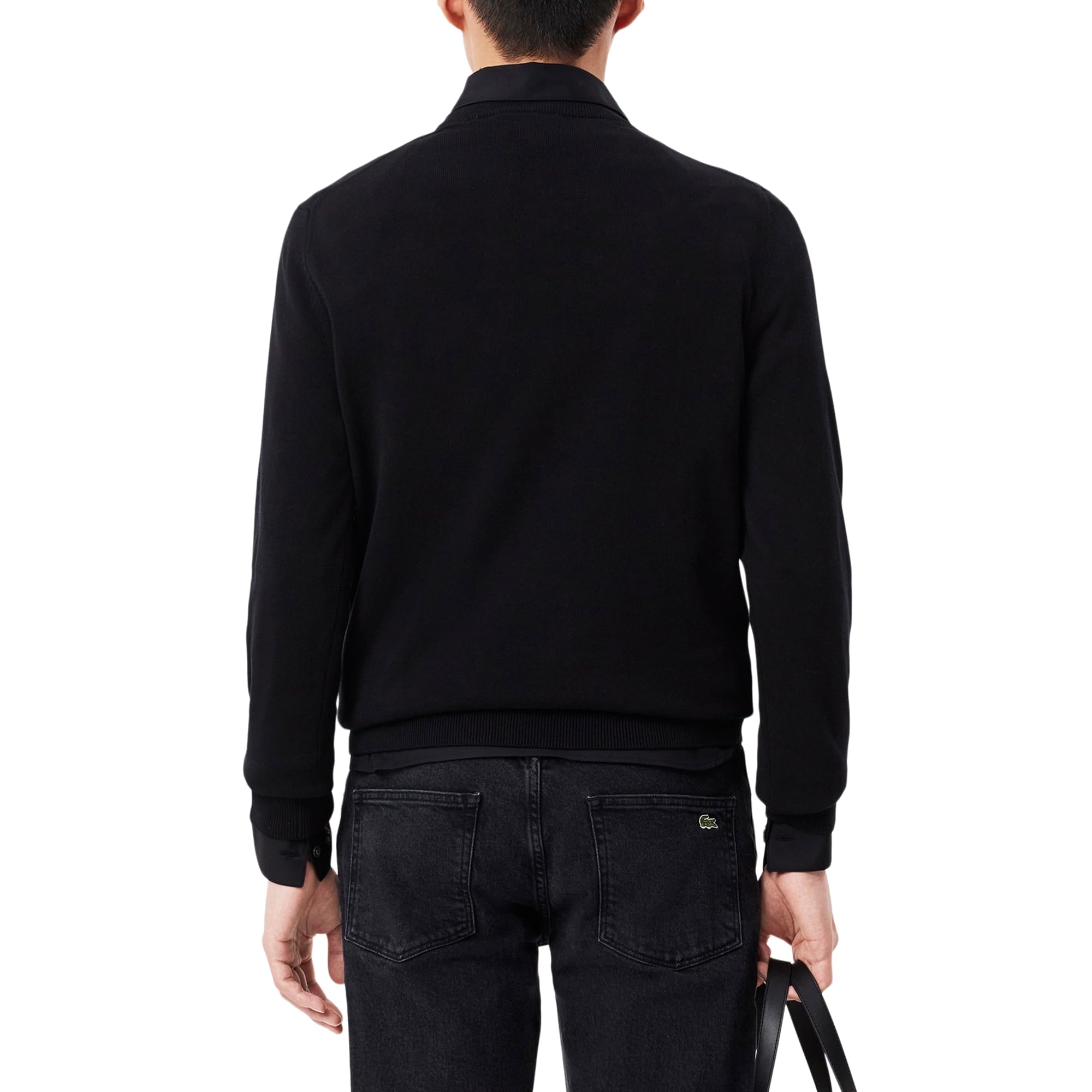 Lacoste Herren Langarm Rundhalsausschnitt Baumwolle Jersey Pullover, Schwarz, Mittel – Ansicht 2