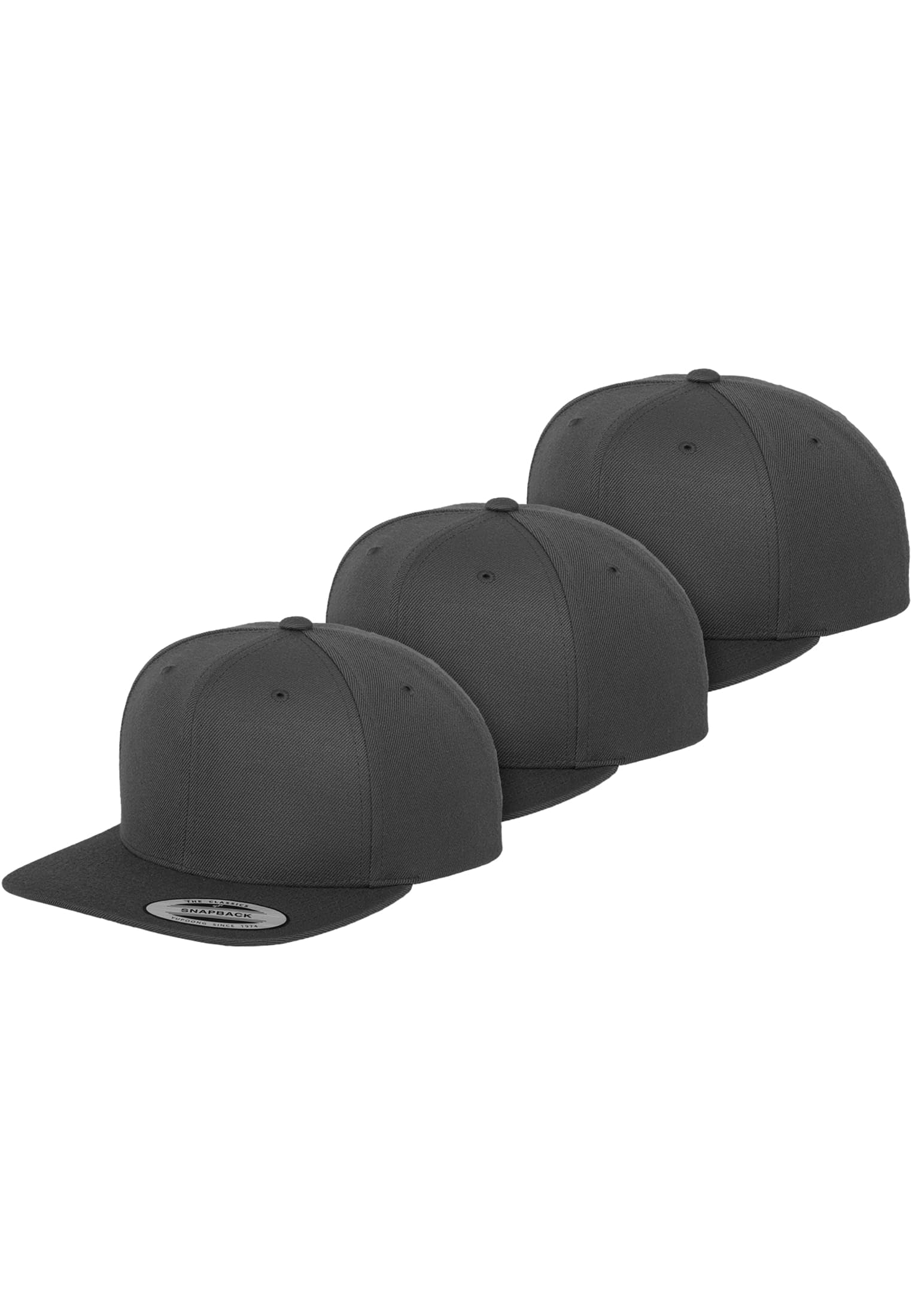 Flexfit Unisex Adulto Taglia Unica Classic Snapback Confezione da 3 Pezzi Grigio Scuro Grigio Scuro Grigio Scuro, Grigio Scuro + Grigio Scuro + Grigio Scuro, Taglia Unica