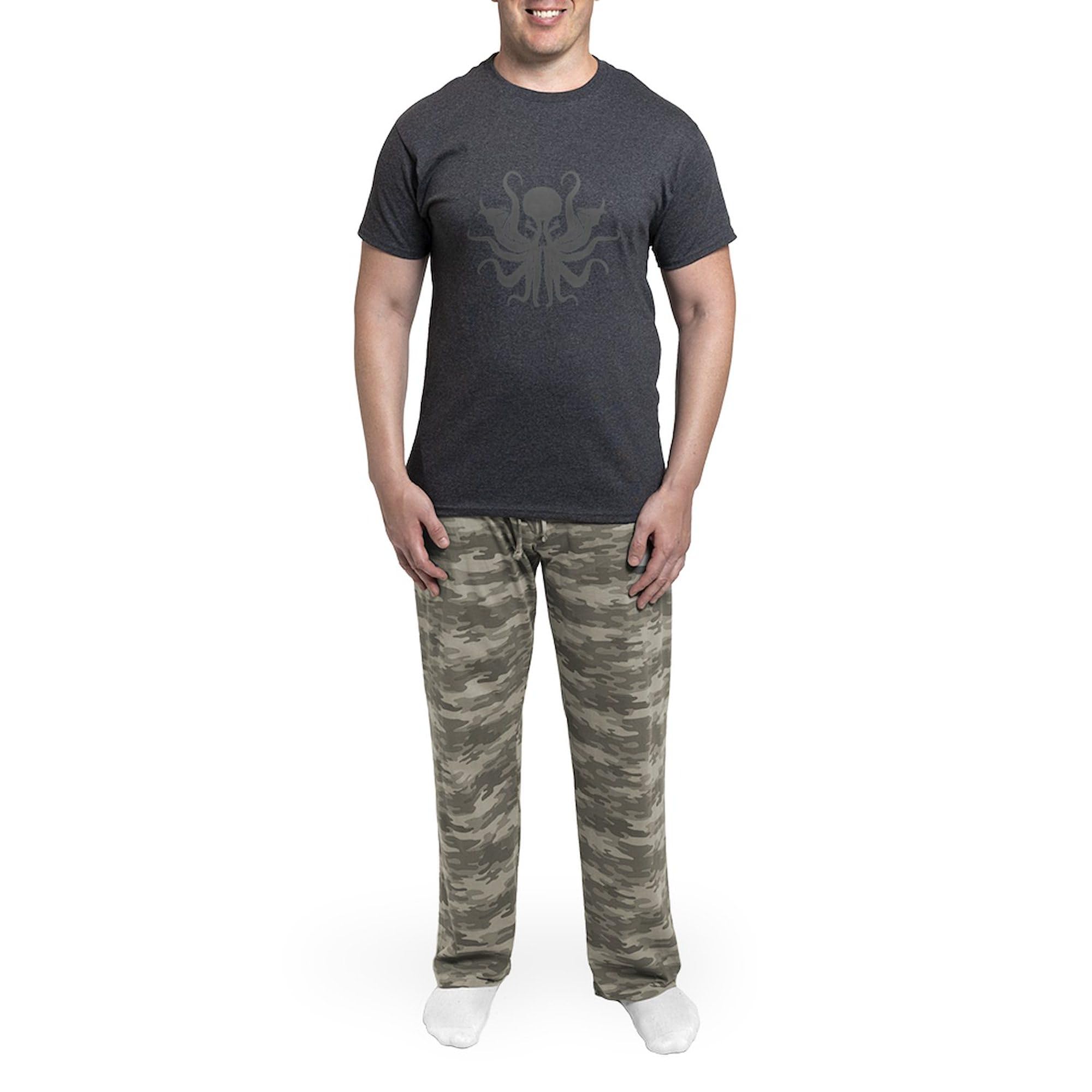 CafePress Cthulhu Men's Charcoal Pajamas Men's Charcoal Novelty Pajamas: X-Large With Gray Camo Pant