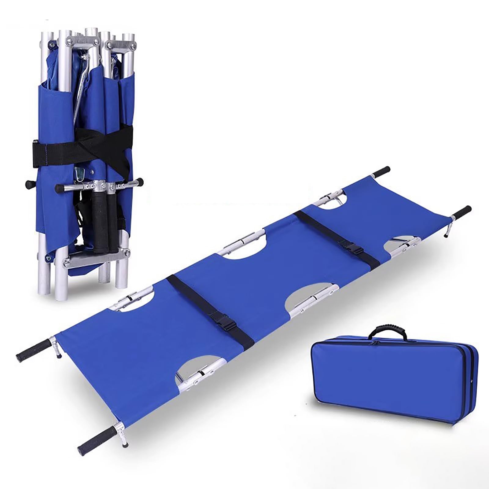 Brancard Pliant, Pliable en 2/4, Civière en Aluminium, avec Poignées Antidérapantes et Ceinture de Sécurité, pour Hôpital, Lieux de Sport, Ambulance(B)