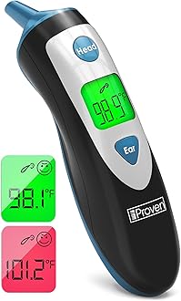 iProven Digital Ear Thermometer for Adults, Kids and Babies |Accurate, Fast & Easy to Use| Ear and Forehead Mode, Fever Detection, 1-Second Reading, 20 Memory, Backlit Display