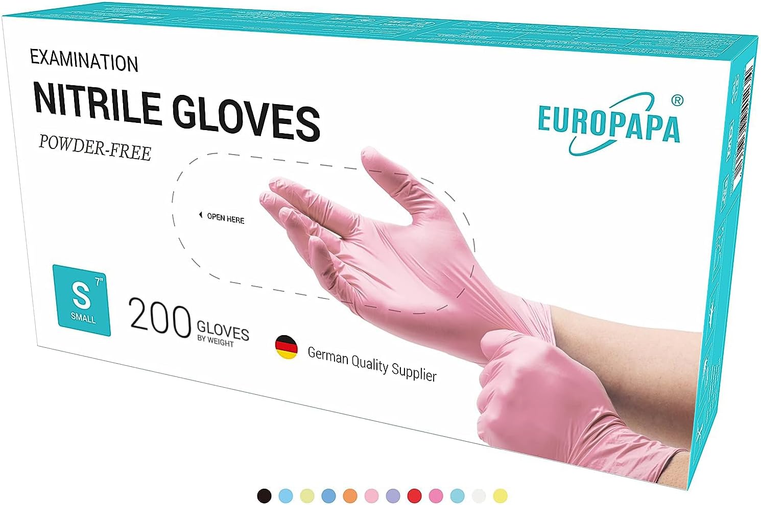 EUROPAPA® Disposable Nitrile Gloves Powder-Free Examination Gloves EN455 EN374 Latex-Free Disposable Gloves in Sizes S, M, L & XL Pack of 200 (S, Pink)