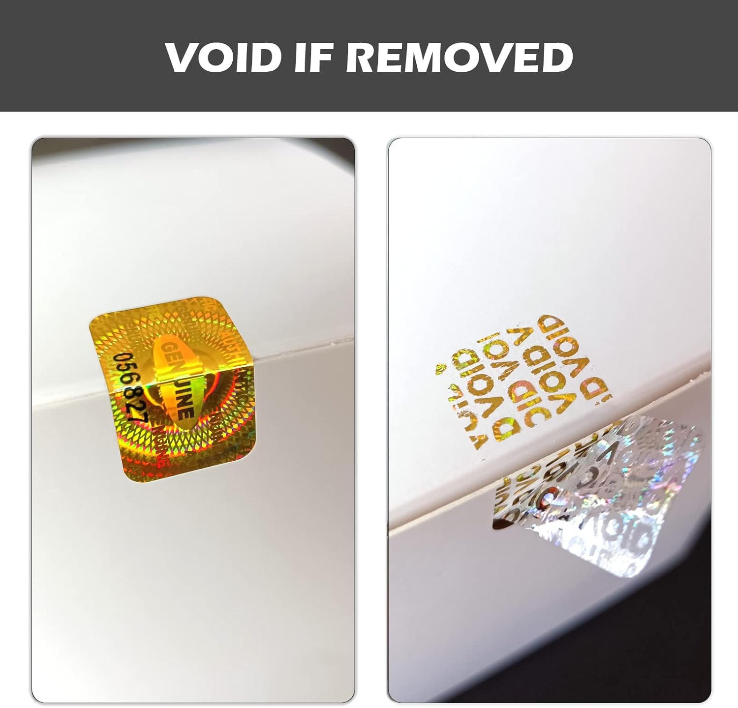 1200pcs Gold Tamper Proof Hologram Stickers Warranty Void Seal Security Original Labels with Numbers(1x0.6inch)