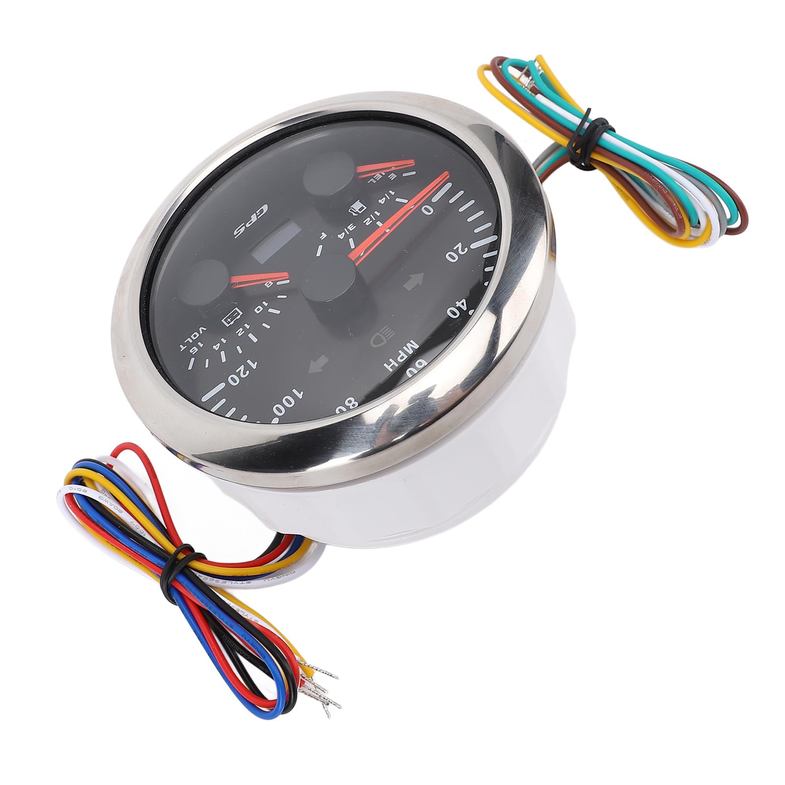 Contachilometri GPS da 85 Mm con Retroilluminazione a 7 Colori per Camion Yacht, Monitoraggio Accurato della velocità e Indicatore del Livello del Carburante (Quadrante nero lunetta argentata
