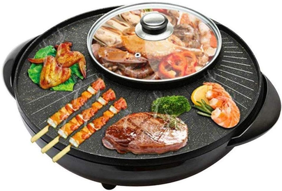 Electric Grill Hot Pot, Multi-function Smokeless Barbecue Separate Plate Cleaning 1600W