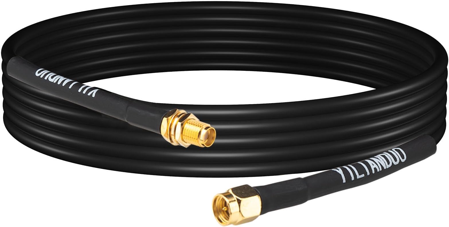 SMA WiFi Antenna Extension Cable 5M /16.4ft SMA Male to Female Low Loss RG58 Coaxial Cable for 4G/5G/LTE/wifi6E Antenna Wireless Router WLAN Modem Gateway SDR Dongle (Not for TV)