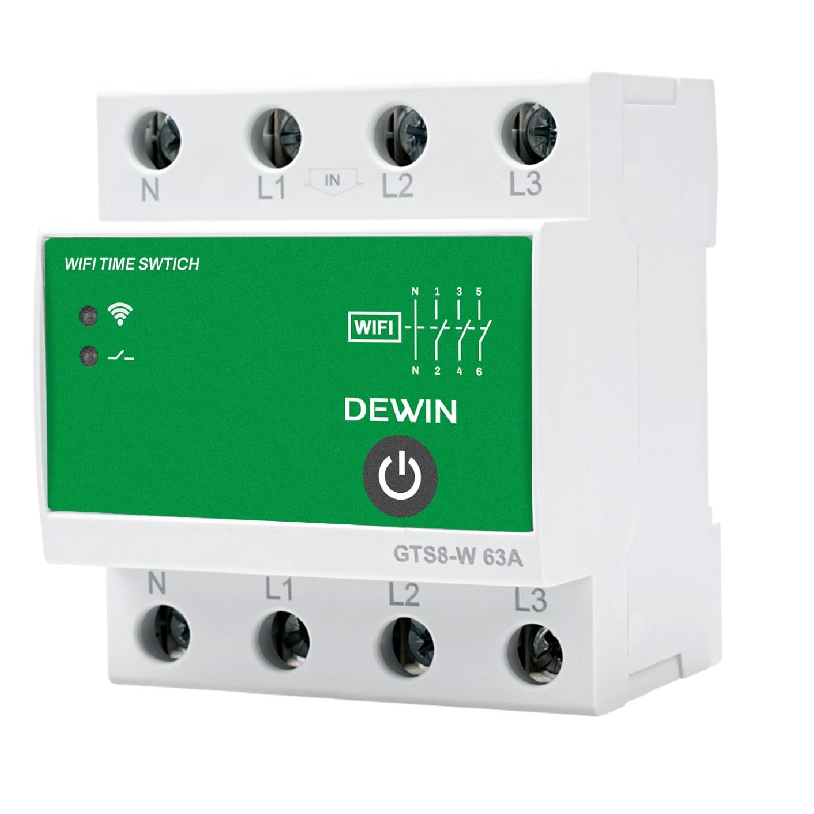 DEWIN Zeitschaltuhr Hutschiene WLAN, Intelligente Zeitschaltuhr Hutschiene WiFi Steuerschalter Tuya Schalter Fernbedienungsschalter mit APP 4P 63A AC 230V