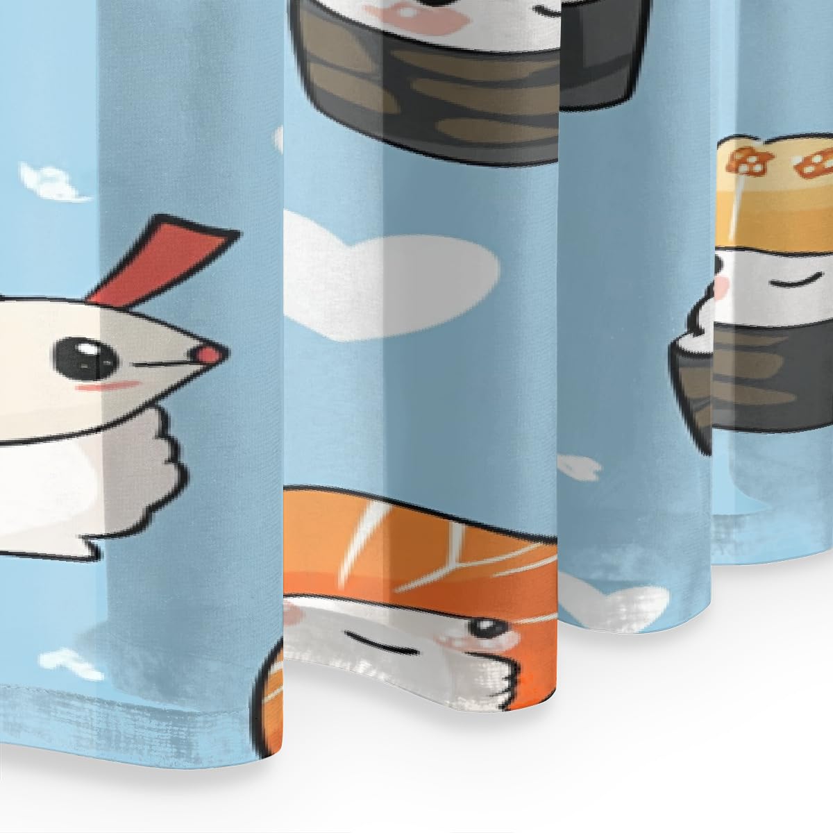 Set di 2 tende semi-velate, 140 x 213 cm, graziose tende per finestra, stile sushi, stile giapponese kawaii, con tasca per asta, per camera da letto e soggiorno