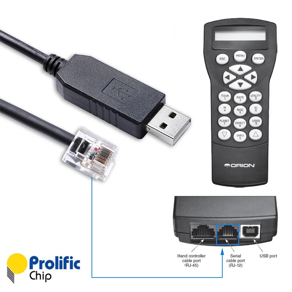 Sky-Watcher PL2303 Synscan Câble USB RS232 Vers RJ12 6P6C Pour Connexion PC Et Mise à Jour Du Micrologiciel 2,98 M