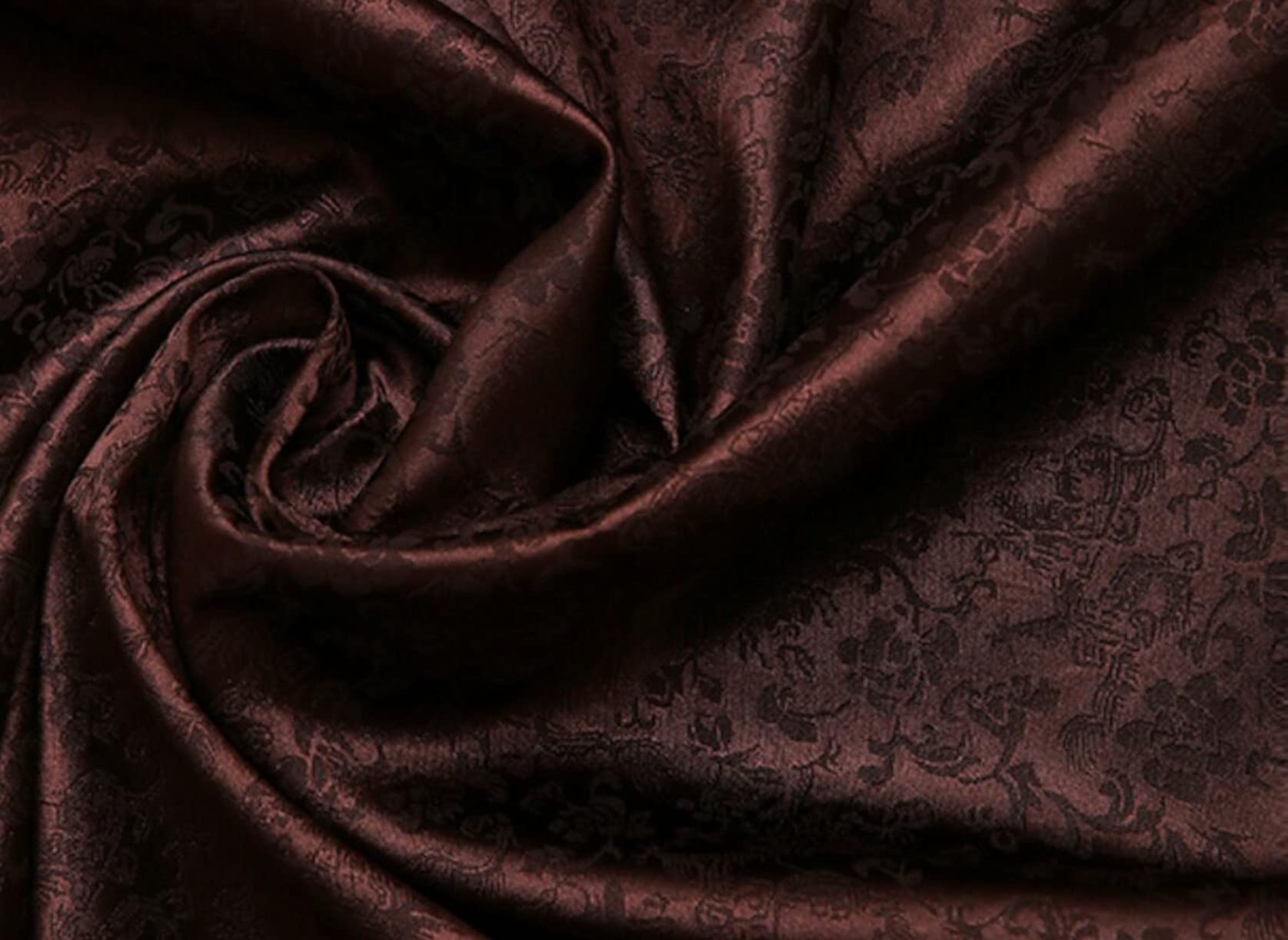 WellieSTR 1.1 Yard (47” inches Width) Coffee Brocade Art Silk Fabric, Floral Paisley Pattern, Jacquard Brocade, Satin, Bolt Of Fabric