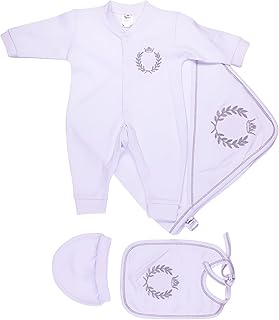 طقم سالوبيت للجنسين من الأطفال الرضع والأطفال الصغار من 4 قطع من بابيون، سالوبيت بكباسين وأكمام طويلة وطاقية وبافتة وبطانية مطرزة بشكل تاج (عبوة من 4 قطع)