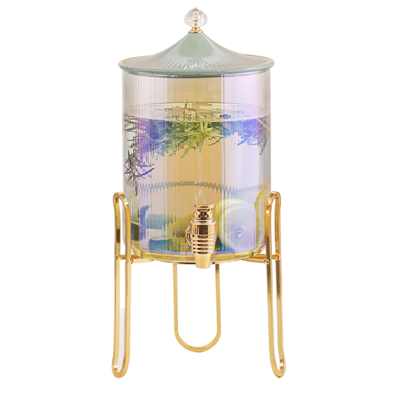asdchZen Juice Dispenser With Ceramic Lid And Leak Proof Spigot, 3.5L Beverage Dispenser For Party, Wedding, Family Gatherings,Colourful-Light Green Lid