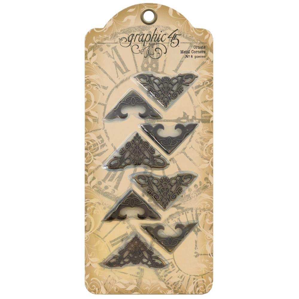Graphic 45Ornate Metal Corners, Brass