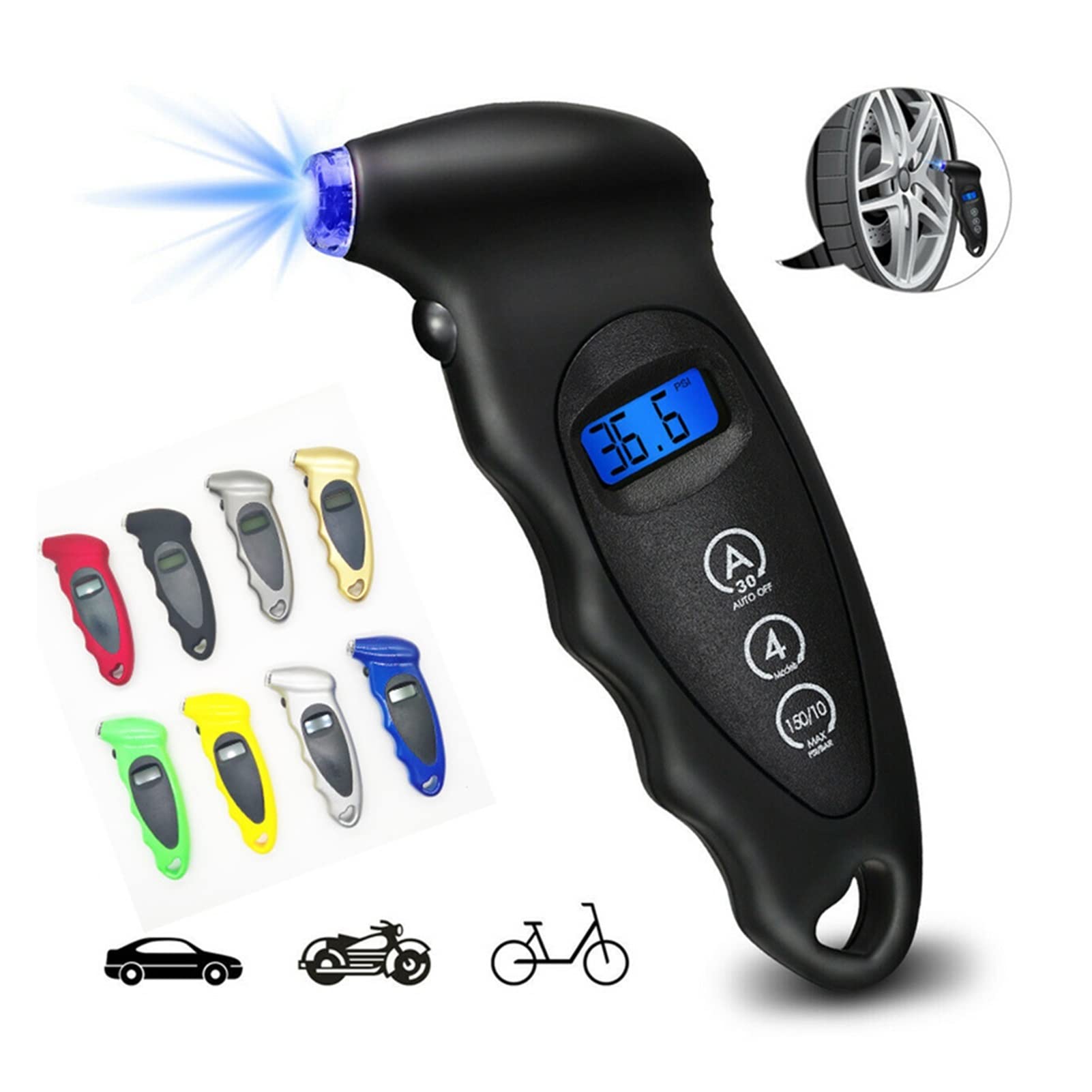 Indicatore di pressione dei pneumatici Retroilluminazione Monitoraggio digitale della pressione dei pneumatici ad alta precisione Misuratore di pressione dell'aria per pneumatici per auto Display LCD
